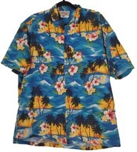PACIFIC LEGEND Mens Size XL Blue Multi Hawaiian Vacation Hook Loop Shirt - $14.84