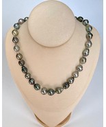 £2150 Large 10–16mm Tahitian South Sea Black Baroque Pearl Necklace Grey... - $698.00