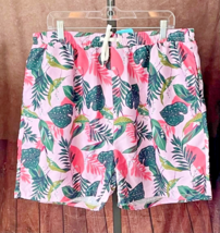 Men&#39;s NWT IFFEI Tropical Palms PINK Swimsuit Swim Trunks Swimwear Drawst... - €4,10 EUR
