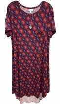 NWT LuLaRoe XL Maroon with Navy Royal Blue Orange Aztec Carly Swing Dress - $41.57
