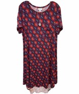 NWT LuLaRoe XL Maroon with Navy Royal Blue Orange Aztec Carly Swing Dress - $39.59