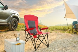 Heavy Duty High Back Folding Lawn Chair - 250LBS Portable Red - $1,331.60 MXN