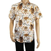Men's Sports Shirt by MIZUMI Medallion Floral Printed Short Sleeves M648 White image 2
