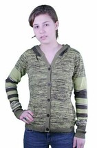 Suéter Cardigan Hoodalicious Verde De Punto Con Capucha A Rayas Abstracto - $33.44
