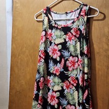 Women&#39;s Black Floral Sleeveless Summer Casual T-Shirt Dress With Pockets... - £10.60 GBP