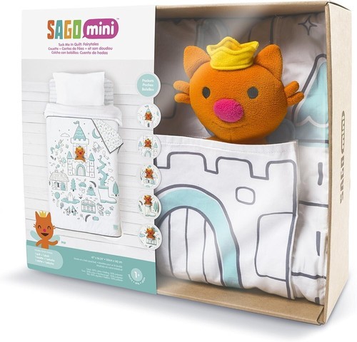 Sago Mini Tuck Me In Fairytales Twin Size Quilt with Jinja Orange Cat Set - $44.99