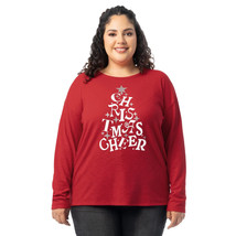 Holiday Time Women&#39;s Christmas Waffle Graphic Tee, Red Size 2X(20W-22W) - $18.80