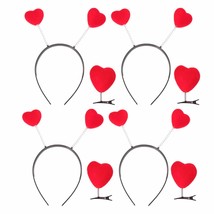 8 Pieces Heart Headband Valentines Day Headband Red Heart Hair Clips Love shaped - £29.88 GBP