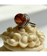 Natural 12mm Red Hematoid Quartz Ring, Adjustable Silver Plated Crystal ... - $26.00