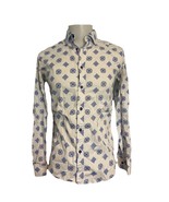 Danini Mens&#39; Slim Fit White with Blue Button Front Shirt Size Medium - $25.86 CAD