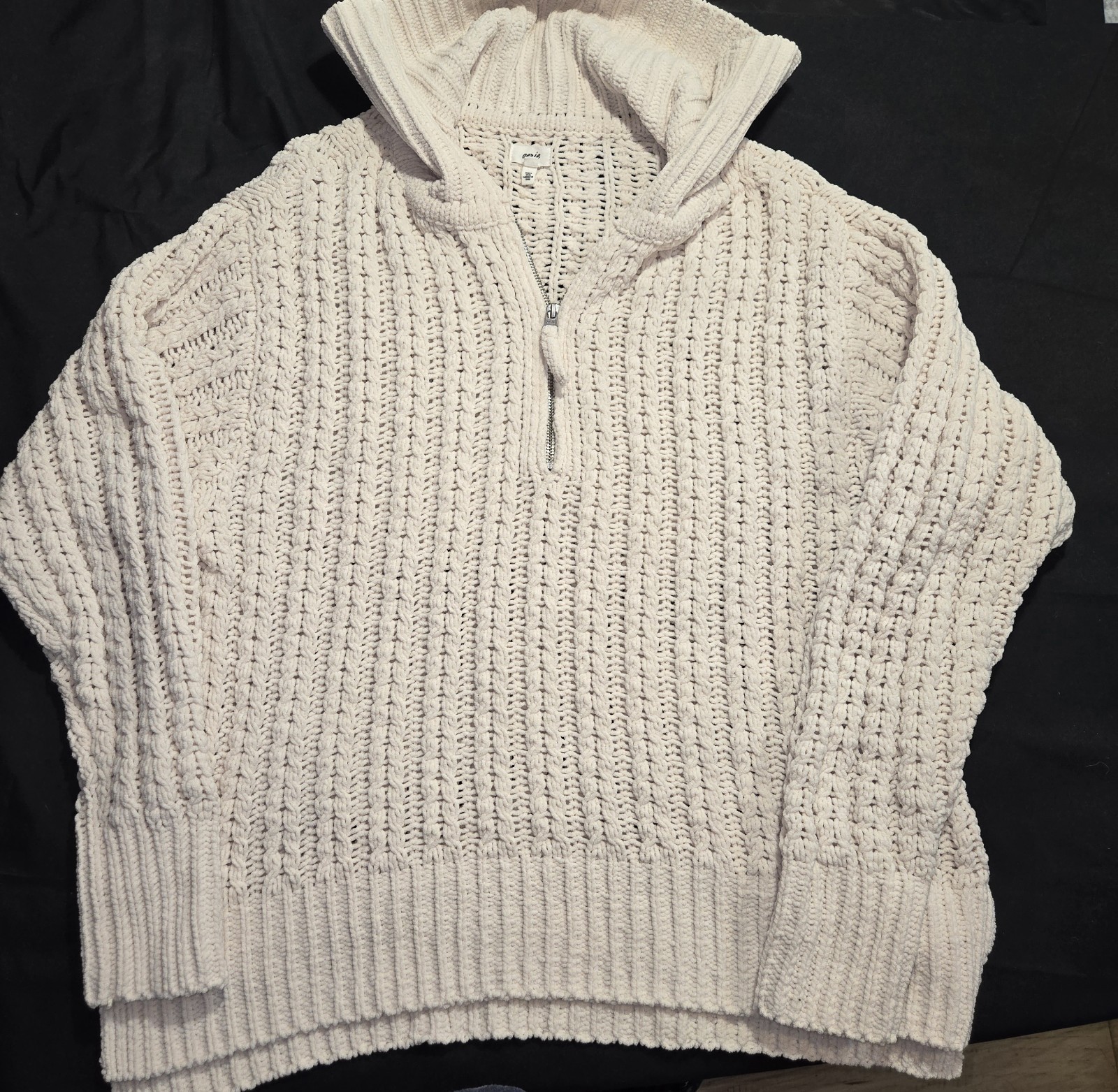 Aerie Cream Chunky Knit 1/4 Zip Sweater Size M Item image 2