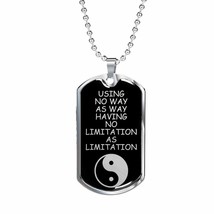 No Limitation Martial Arts Necklace Dog Tag Stainless Steel or 18k Gold 24&quot; Cha - £37.81 GBP+