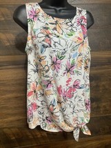 Violet+Claire Top Small  Floral Sweet  Melon Sleeveless Sheer Light Tie Knot - £12.19 GBP