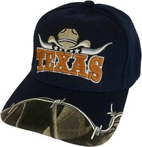 Texas Longhorn Cowboy Hat Barbed Wire Adult Size Adjustable Baseball Cap... - £14.30 GBP