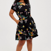 Torrid Super Soft Black Floral 2 Piece Dress, Pockets, Plus Size 4X - £35.14 GBP
