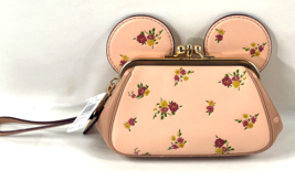 Coach X Disney Minnie Mouse Kisslock Wristlet Pink Floral Leather w/ DustBag - £140.94 GBP