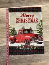 Old Red Truck Merry Christmas Garden Banner Yard Decoration Flag 12.5&quot;X18&quot; - £4.70 GBP