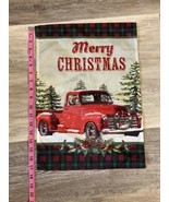 Old Red Truck Merry Christmas Garden Banner Yard Decoration Flag 12.5&quot;X18&quot; - £4.67 GBP