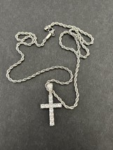 Jewelry Pendant Necklaces Silver Color Jesus Cross with Clear Stones - £8.54 GBP