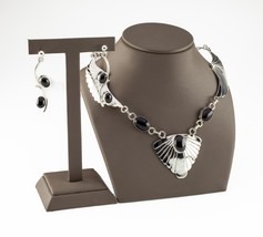 Sterling Silver Wing Motif Onyx Necklace and Earring Set by Pete Morgan - $16,455.57 MXN