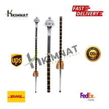 Drum Major Mace Black Beech Wood Ball Top Gold Silk Cord Three Part Mace - $160.00+