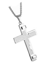 Lord&#39;s Prayer Stainless Steel Cross Pendant - £35.40 GBP