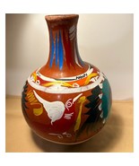 Hand Painted Red Ware Pottery Vessel Decanter Pitcher Jug Folk Art 11.5x... - $475.17 MXN