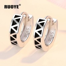 New Silver Color Fashion Women &amp; Men Vintage Black Earrings Classic High Quality - £10.39 GBP