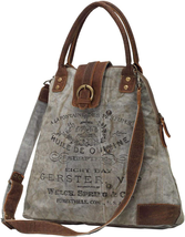 Myra Bag Upcycled Gerster Shoulder Bag Genuine leather accents high fashion NEW - £43.98 GBP