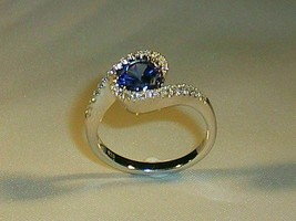 2Ct Finto Zaffiro Blu &amp; Diamante Fidanzamento Anello 14K Placcato Oro Bianco - £66.67 GBP