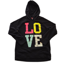 Old Navy Black Youth hoodie XL (14) Regular Standard LOVE pullover casual - $215.14 MXN