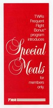 TWA Special Meals For Members Only Brochure 1984 Trans World Airlines - £14.24 GBP