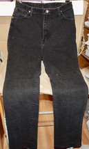 Woman&#39;s Jeans Wrangler Straight Leg 12&quot; Rise 30 x 31 Black 16x34 USA 13M... - $22.99