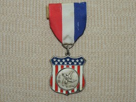 Vintage Judo Medal Shield Stars Stripes Red White Blue Ribbon Italy sports c1955 - £22.83 GBP