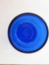 2&quot; blue glass cobalt originally to sterling silver salt holder 1/8&quot; thick glass - £117.33 GBP