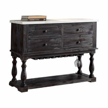 18" X 48" X 36" White Marble Weathered Espresso Wood Server - $18,516.15 MXN