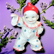 Vintage Ceramic Happy Clown White Red BLUE POLKA DOTS Japan 4&quot; - $9.15
