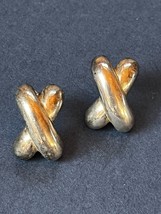 Silvertone Curved X Post Earrings for Pierced Ears – 0.75 x nearly 0.5 i... - $9.49