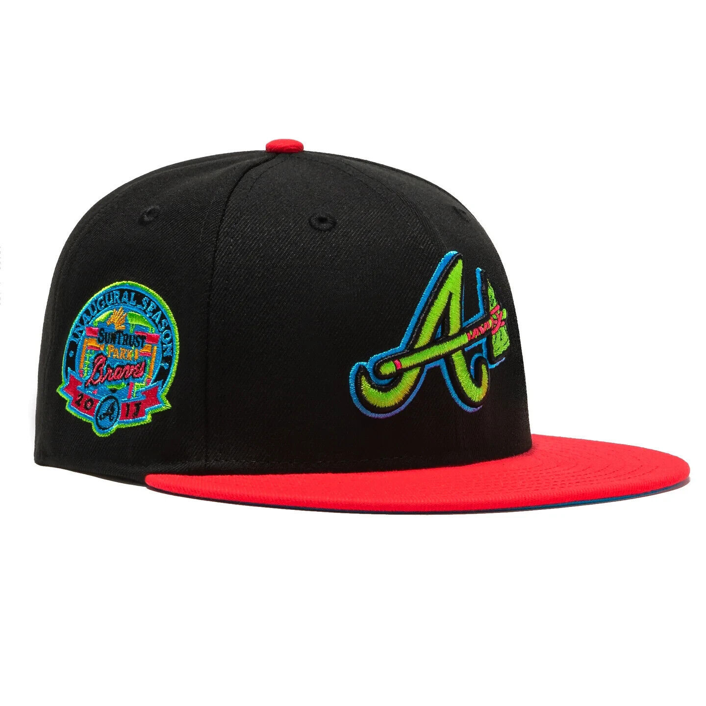 Primary image for 7 1/4 New Era 59Fifty Atlanta Braves Inaugural Patch Neon Hat