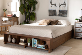 Michi Ash Walnut Brown King Size Platform Bed w/Shelves - $13,824.65 MXN