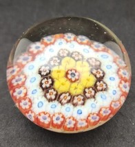 Vintage Millefiori Cane Blown Art Glass Paperweight Cane Yellow Cluster ... - $29.99