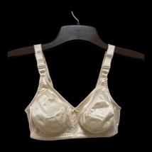 36C 3820 BALI Double Support Wire-Free Ivory Satin Leotard Back Bra ComfortU EUC - £12.35 GBP