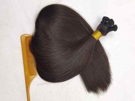 18&quot; Hand-Tied Weft,100 grams,6 bundles, Human Remy Hair Extensions #1B Off Black - £169.05 GBP