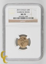 2015 Gold 1/10 OZ American Eagle Münze Schmal Reeds NGC MS-70 - £1,094.97 GBP