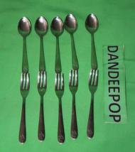 10 Demitasse Silverware Set 5 Forks 5 Spoons It Lives Together 4 Leaf Clover - £24.10 GBP