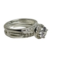 NRT Silver Ring Size 8 Round Cut Cubic Zirconia Wedding Engagement Style Ring - £20.50 GBP