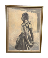 Mid Century Thomas Pell Textured Oil Painting Large 35&quot; x 45&quot; Girl Windo... - £387.47 GBP