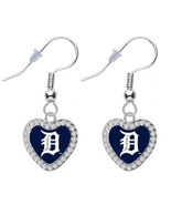 Baseball Crystal Heart Earrings Pierced - $388.75 MXN