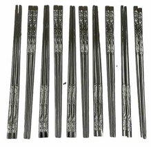 X 10 Coppie Acciaio Inox Decorato 8” Chopsticks Goffrato Floreale (20 Tr... - £13.30 GBP