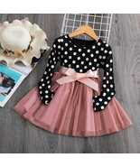 Girls Children Toddler Long Sleeve Polka Dot Tutu Party Dress_ - £11.99 GBP